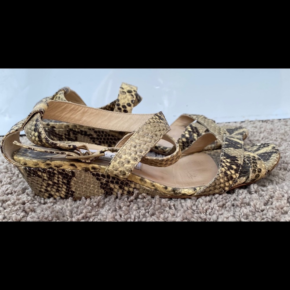 Jimmy Choo Snakeskin Print Connor Wedge Strappy S… - image 1